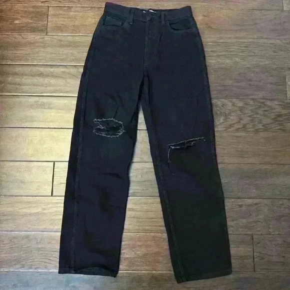 Oak + Fort Black Straight Leg  Ripped Jeans - 26 - Picture 3 of 12